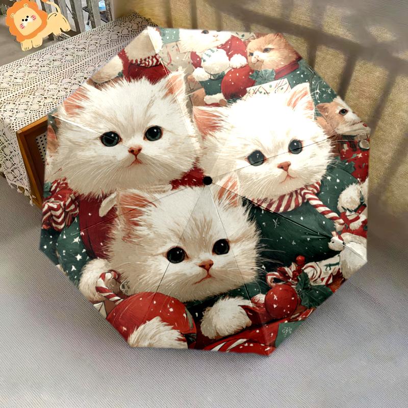 1 PC Automatic Folding Umbrella - Kittens Pattern, Portable & Foldable Design with 8 Ribs, Christmas Birthday Gifts