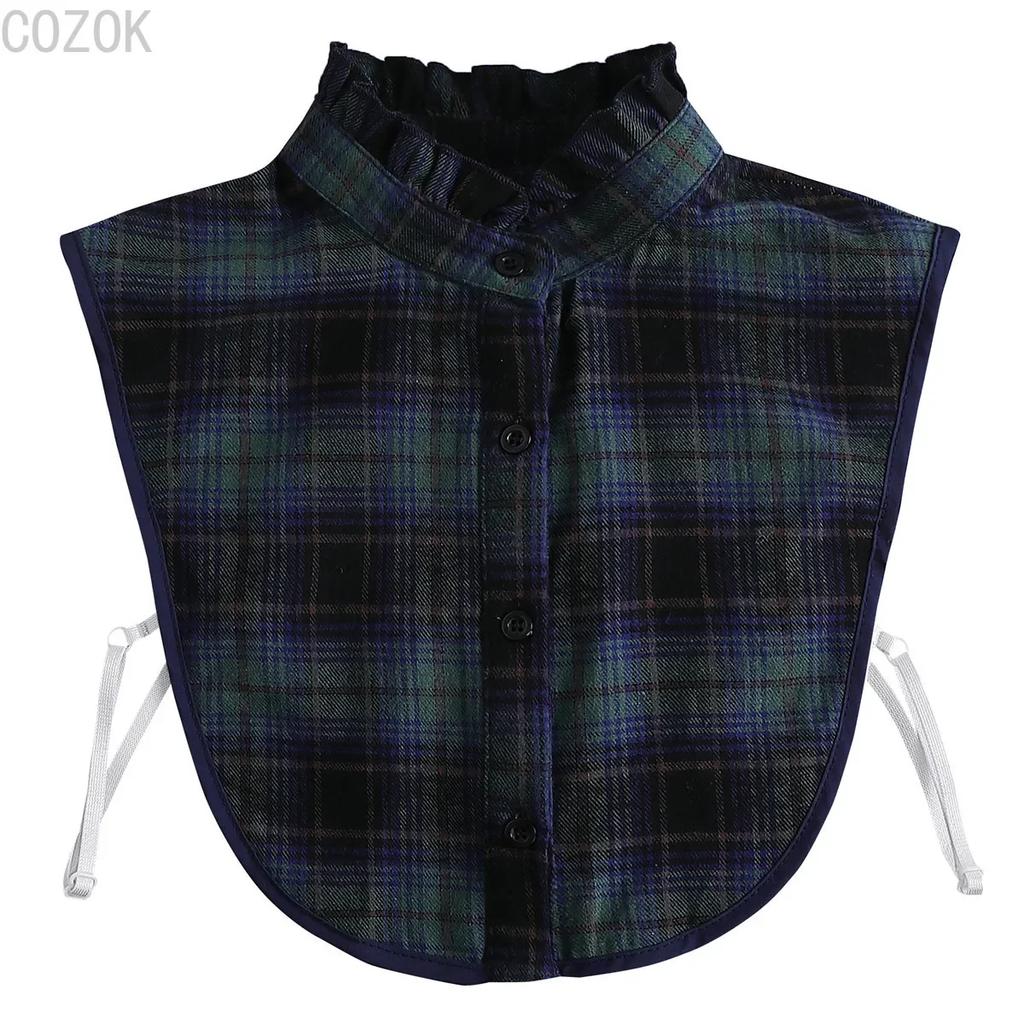 Damen Falscher Kragen Kariertes Hemd Abnehmbare Kragen Einfarbiges Hemd Damenkragen Weiß Mädchen Oberteil Kleidung Dickey-Kragen