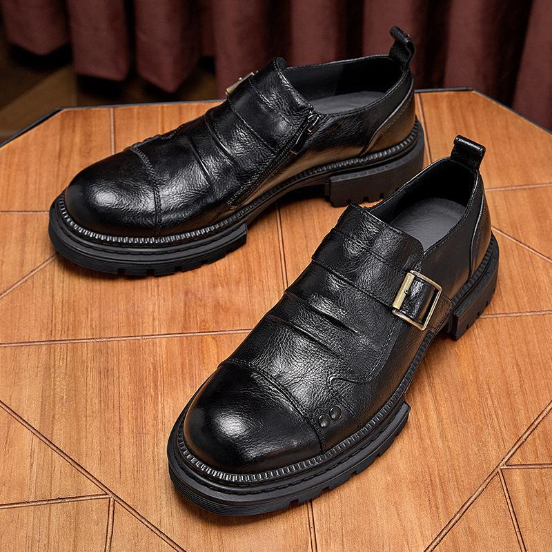 Brittiska Läderskor Herr Äkta Läder Plattform Enpedal Herrskor Retro Casual Första Lagret Nappaskinn Sommar Läderskor