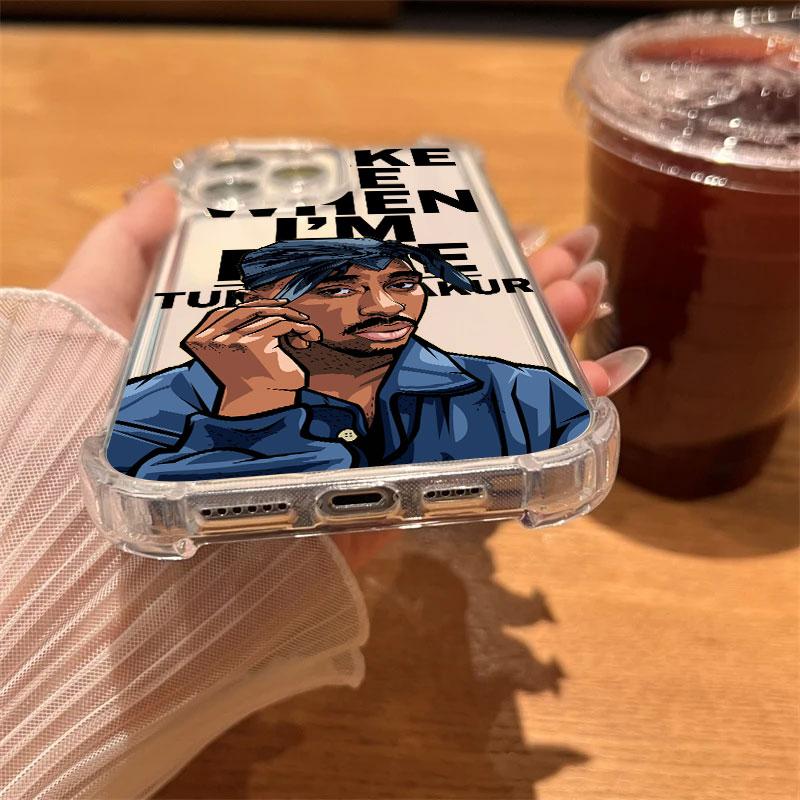 2PAC Tupac Rapper Phone Case Clear For iPhone 17 16 14 15 11 12 13 Pro Max 16E 15 16 Plus 17 Air SE4 17PM Soft Shockproof Cover
