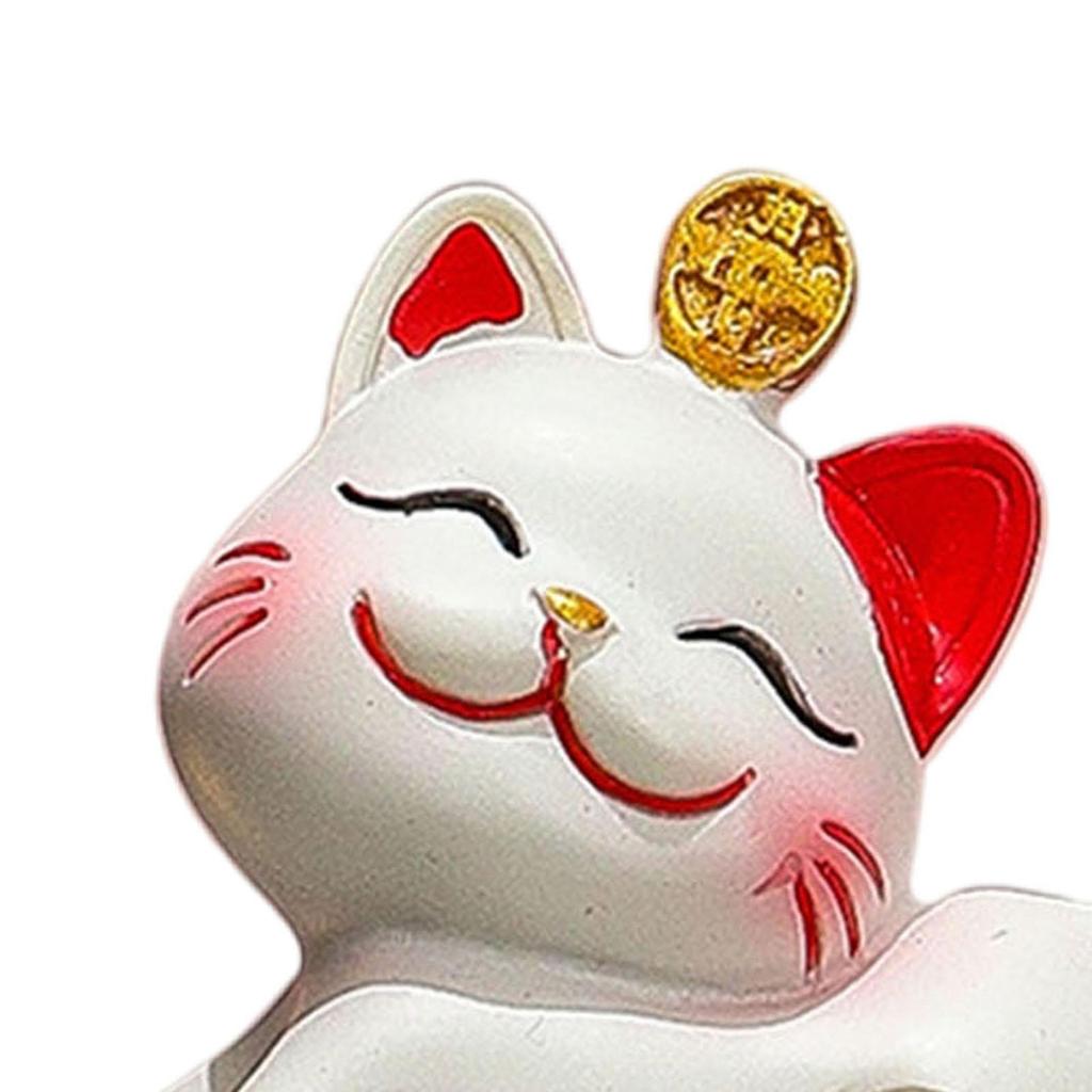 Cute Resin Small Lucky Cat Miniature Cat Figure Desktop Ornament Cat Decoration for Office Desk Car Dashboard