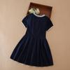 Girls' White Summer Dress V-Neck Polo Pleated Dress for School 5-12 Years Girls Clothing