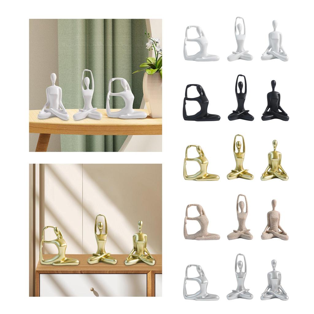 3x Yoga-Figuren, Sammlerstücke aus Kunstharz, Yoga-Statuen für Frauen, ideal als Dekoration für Schlafzimmer, Tisch, Regal oder Wohnzimmer.