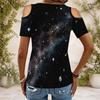 Plus Size Women V Neck Off Shoulder Short Sleeve Soft Floral Print Daily Top
