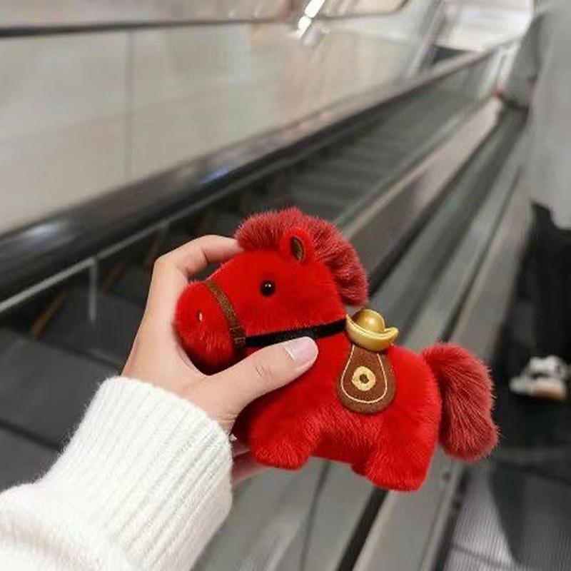 Cute Year Plush Keychain Pendant Doll Pendant Miniature Horse Figurine