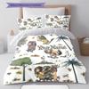 Cat Adventure Custom Name Pattern Bedding Quilt Set Quilt Cover Pillowcase Home Birthday Gift(1 * duvet cover + 2 * pillowcase, without core)