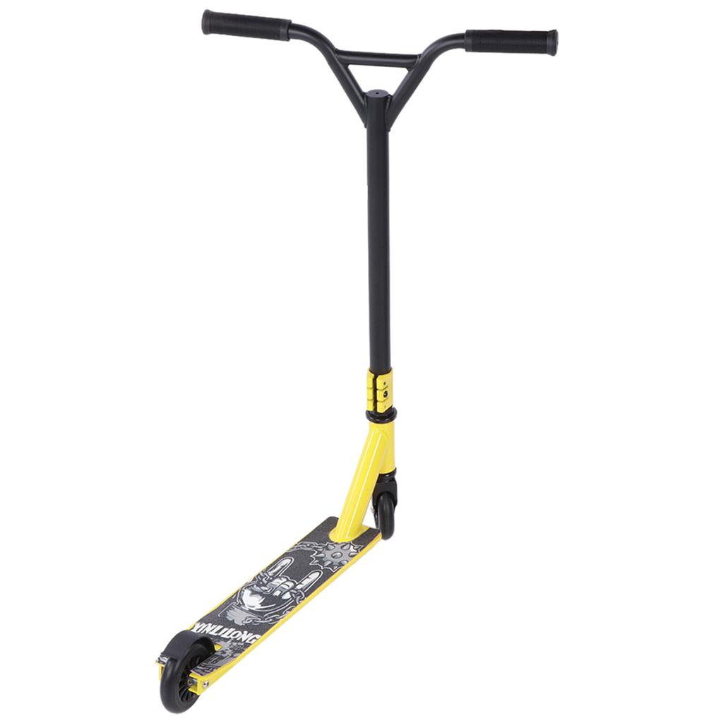 Yellow Portable Professional Scooter Adult Stunt 2 PU Wheels Sliding Pedal Equipment