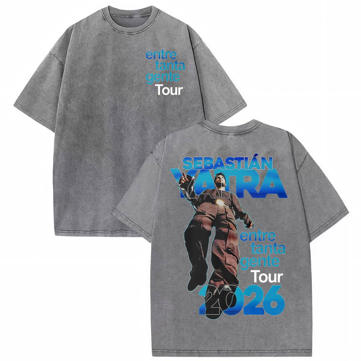 

Sebastian Yatra Entre Tanta Gente Tour T Shirt Men Women Hip Hop Punk Style Tshirts Vintage Washed Cozy Tshirt Streetwear S