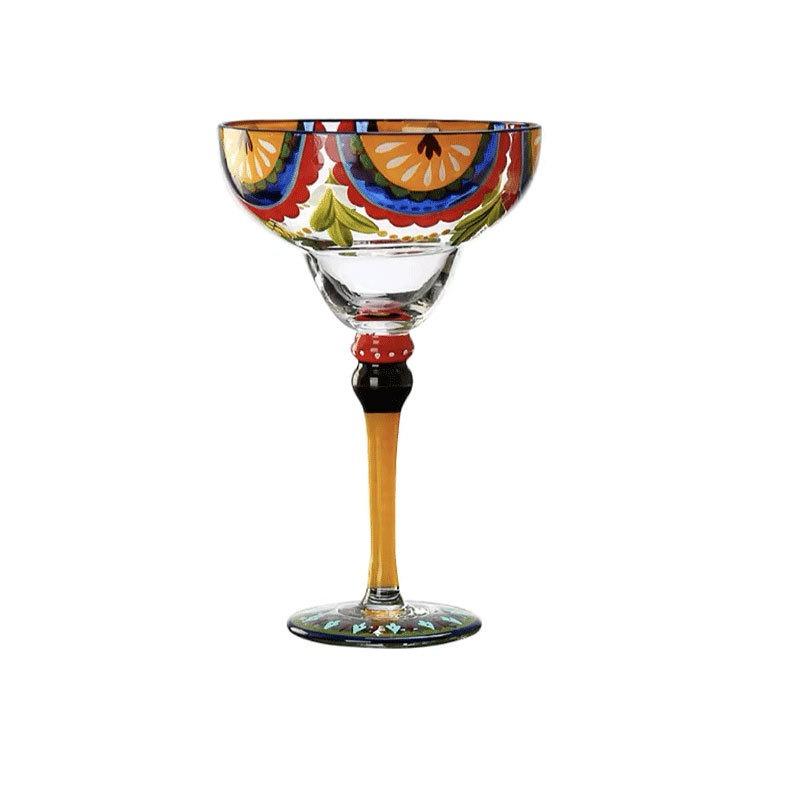 BRPainted Cocktail Crystal Glass Handmade Cocktail Cup Bar Retrostyle Margarita Cocktail Crystal Glass Home Tequila Highfoot GlassEY