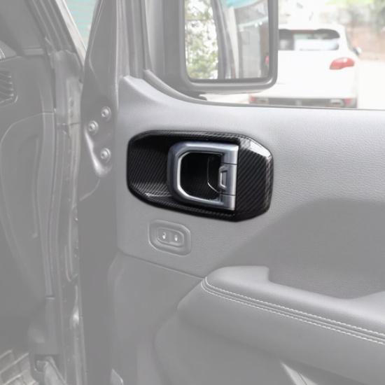For Jeep Gladiator JT/JL 18-25 Carbon Fiber Interior Door Handle Bowl Cover Trim