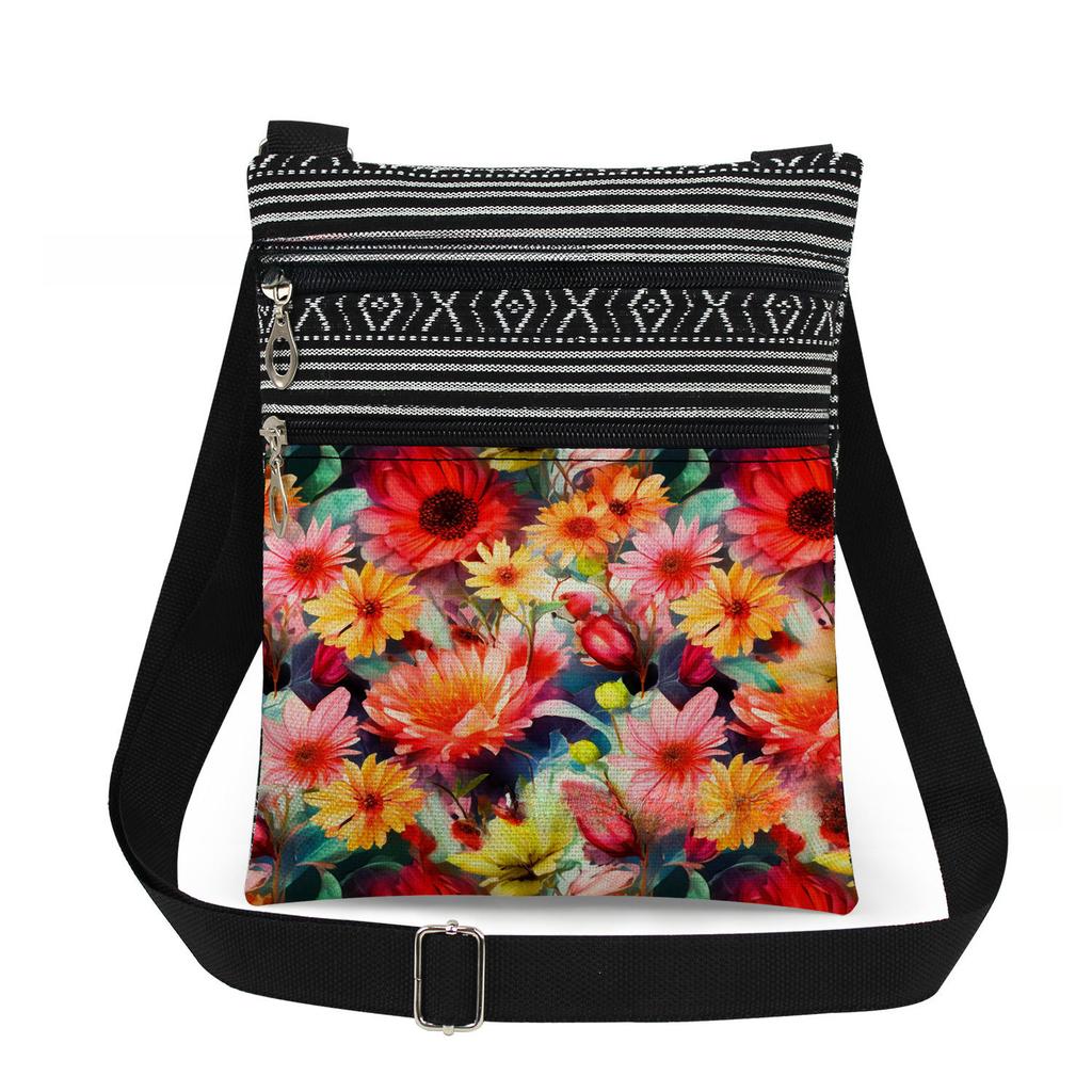 1PC Flower Print Tote Bags Women Shoulder Handbags Postman Package 6909