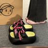Thick-soled Flip-flops Women's Shoes Summer Lace-up Big Brand Shoes with A Poop Feel Beach Flip-flops