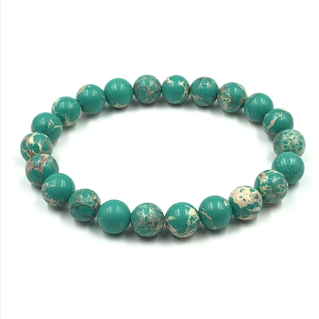 8mm Natural Light Green Copper Turquoise Gemstone Round Beads Stretch Bracelet Handmade Jewelry For Gift RBB-23