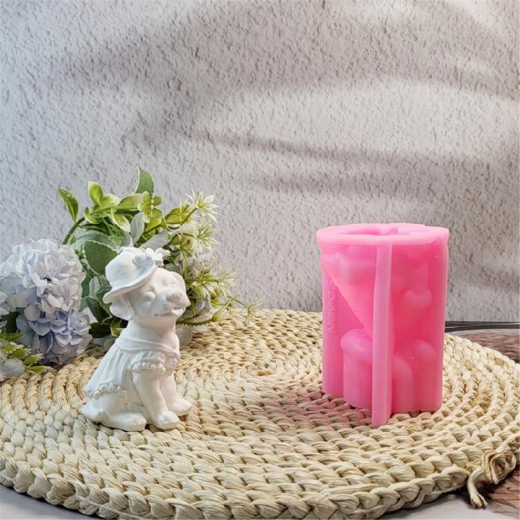 Lovely Animal Molds 3D Dog Silicones Mould Ornament Molds Casting Mould Craft Supplies for Home Desktop Decorations