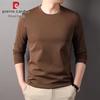 Pierre Cardin Men's Mulberry Silk Blend Long-Sleeve Round-Neck T-Shirt