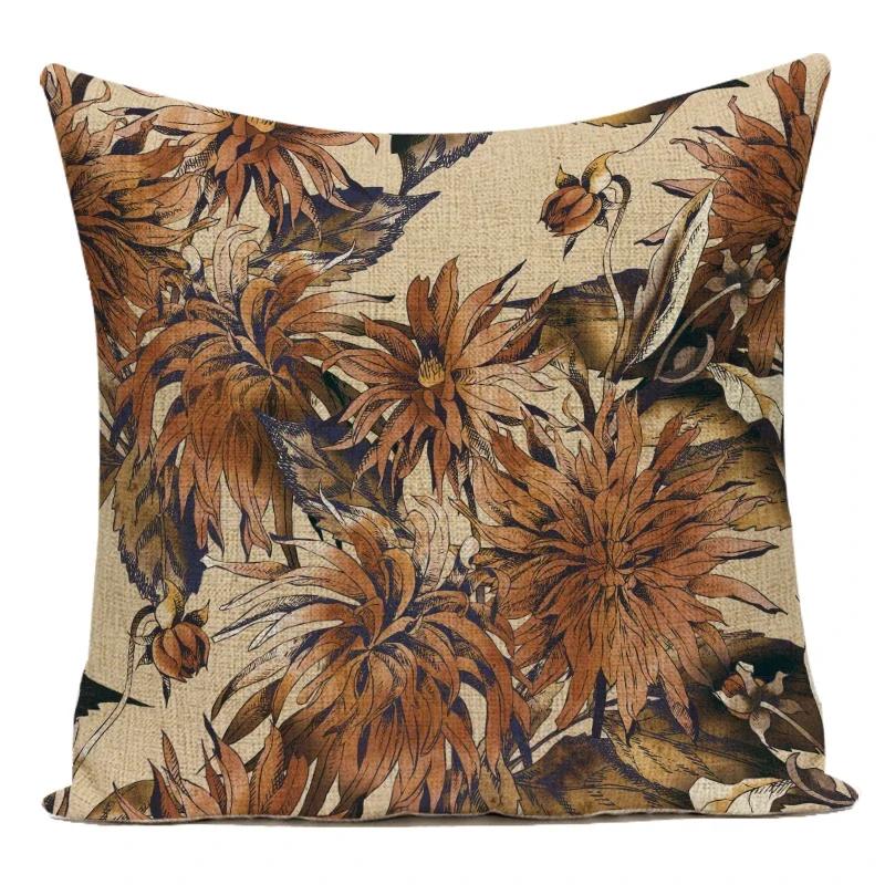 Flower Pattern Decorative Sofa Seat Cushion Cover Fresh Floral Print Pillowcase Home Decor Square Custom Throw Pillows Cover