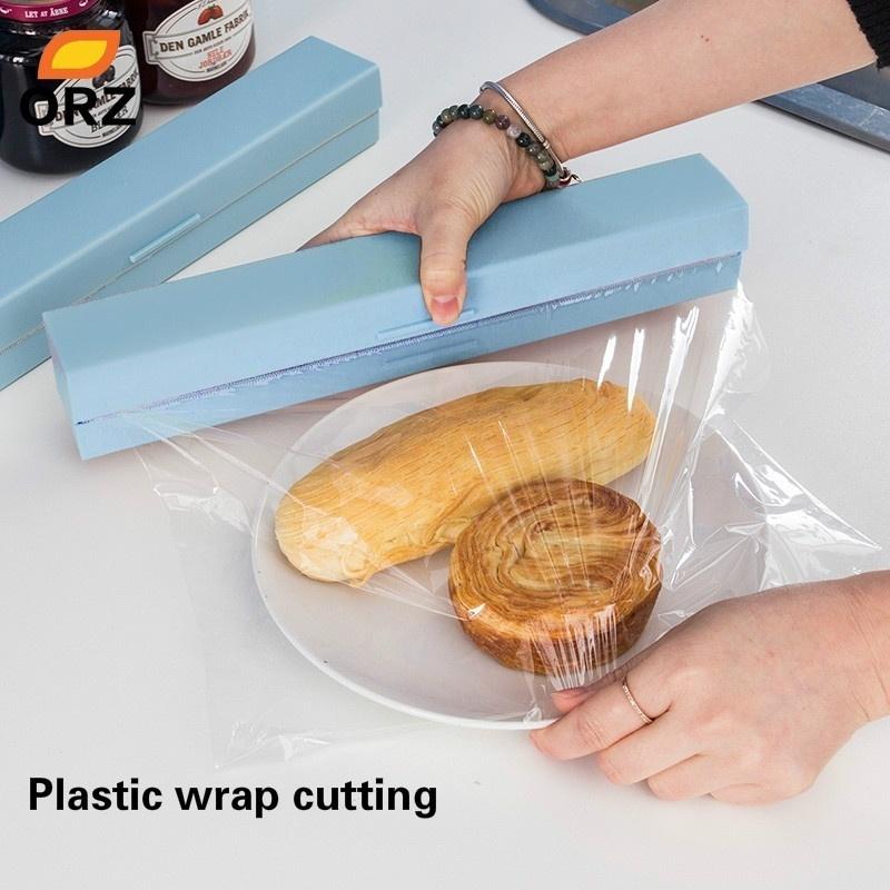 Kitchen Tool Plastic Food Wrap Cling Film Dispenser Aluminum Foil Wax Paper Cutter Cutting Box LS