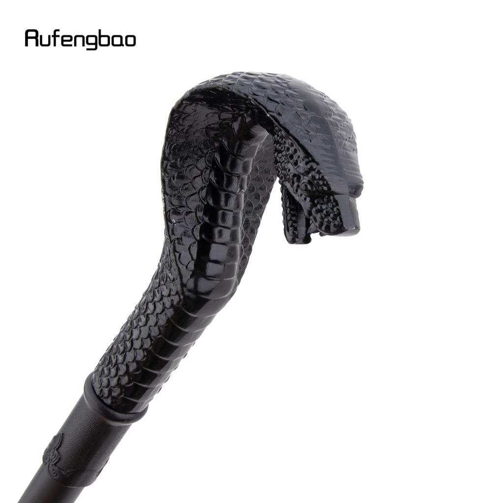 Bastion de mers de modă negru de lux cu mâner de șarpe pentru petrecere Baston decorativ Elegant cu buton de cârjă Baston de mers 94cm