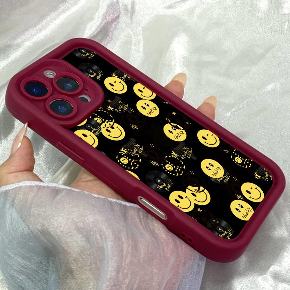 JT88 black smile yellow for iPhone 17 16 15 14 Pro Max Samsung S26 S25 Ultra A17 A16 A07 A56 Xiaomi 15T 13T Redmi 14C 15c Soft TPU Case