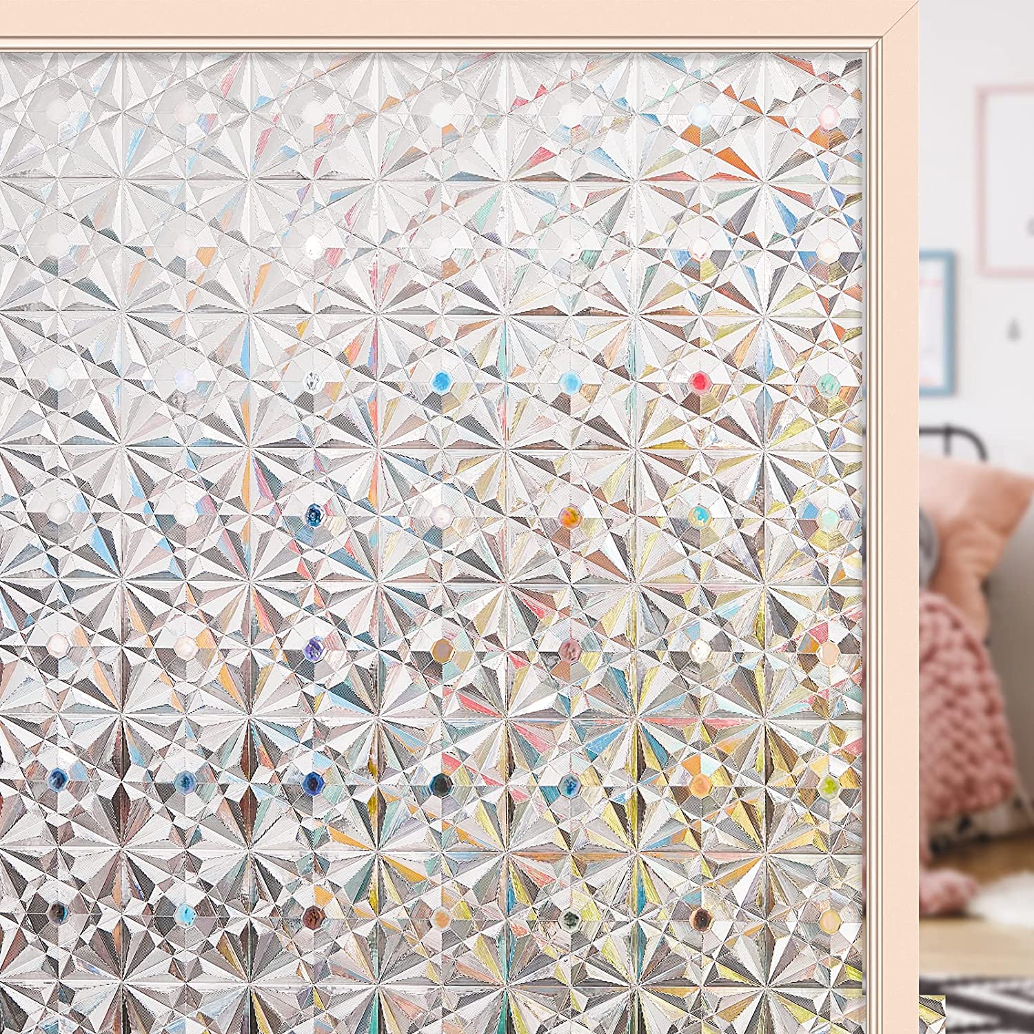 

Веселка віконна плівка конфіденційність вітражне скло неклейка 3D статична чіпляється знімна вінілова декоративна наклейка анти УФ для дому 45x200 cm