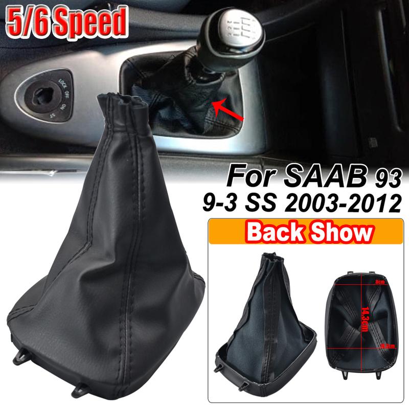 PU Leather Gear Stick Shift Shifter Knob Cover Boot Gaiter For SAAB 93 9-3 SS 2003-2012 car styling