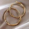 Exquisite Round Twist Design Earrings Elegant Metal Gold Silver Color Hoop Earring Jewelry Holiday Party Gifts for Women Girls