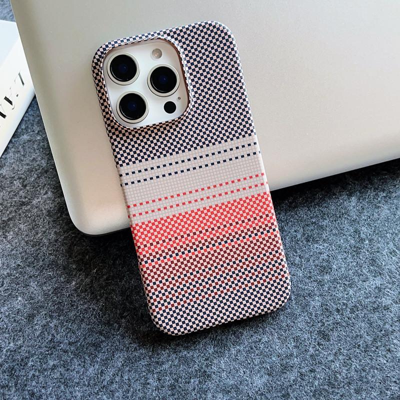Applicable To IPhone17proMax Frosted Magnetic Suction Phone Case Carbon Fiber Apple 16 Half Pack Plaid 15 Protective Case