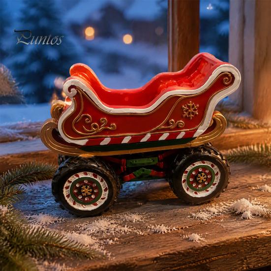 Decorative Holiday Gifts for Collectors Retro Christmas Sleigh Truck Ornament, Vehicle Figurine, Resin Vintage Durable Craft Decoration, Red