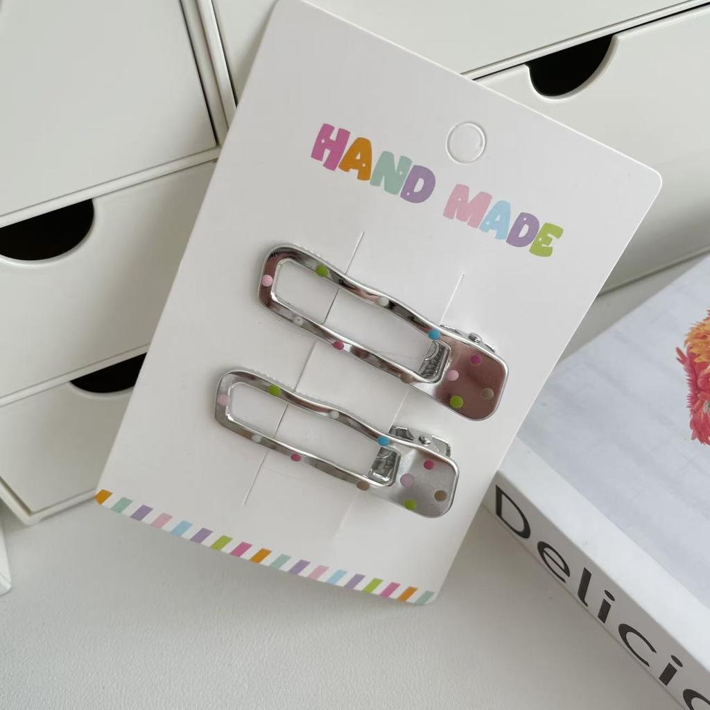 Farbiger Polka-Dot Metall-Haarspange Damen Stirn abgebrochene Haare Seitenclip Süßes Cooles Mädchen Entenschnabel-Clip Ins-Stil Haarspange Haarschmuck