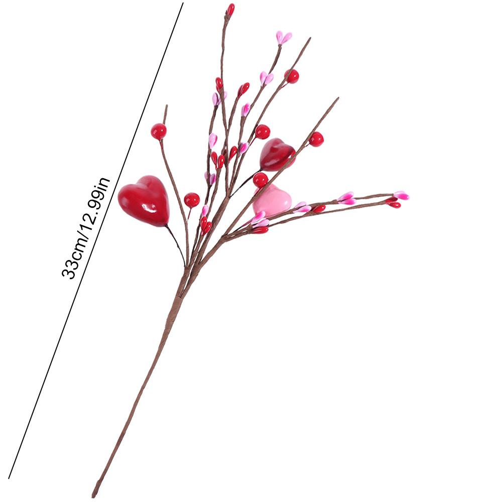 4Pcs DIY Bouquets Valentine's Day Love Heart Stem Red Pink Happy Valentine's Day Decor  Party Favor
