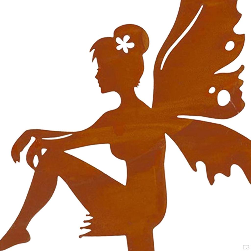 Fairy Figurines Decoration Exquisite Landscaping Ornament Garden Stakes Iron Silhouette Statue for