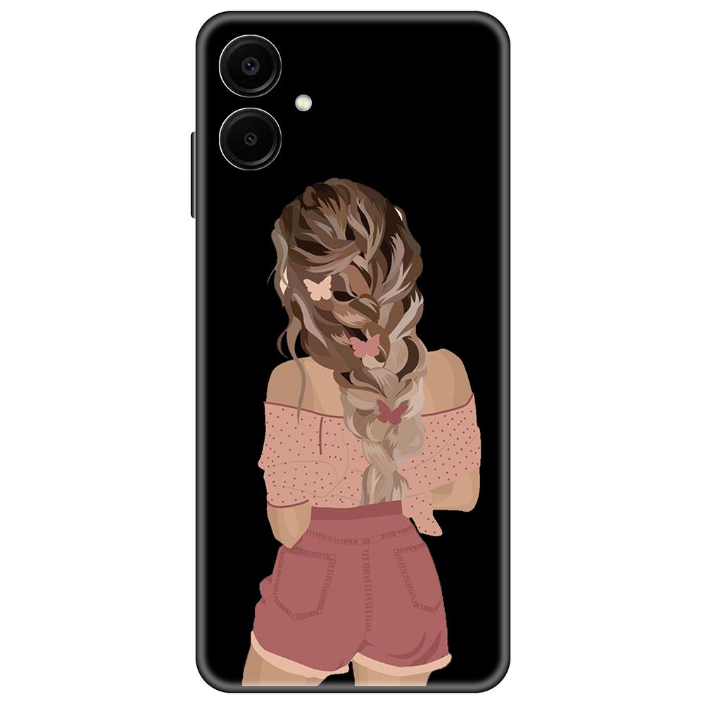 for Samsung Galaxy A06 Black Case Cute Luxury 6.7inch Cases on GalaxyA06 Soft tpu Cover shockproof Bumper