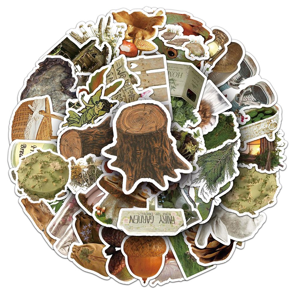 10/30/50pcs Fresh Natural Forest Plants Stickers Ins Style Graffiti Sticker Guitar Phone Water Bottle Cartoon Decals Decoration