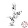 Original Real 925 Sterling Silver Charms Bead Retro Pattern Hummingbird Pendant Fit Original Bracelet For Women DIY Jewelry Gift