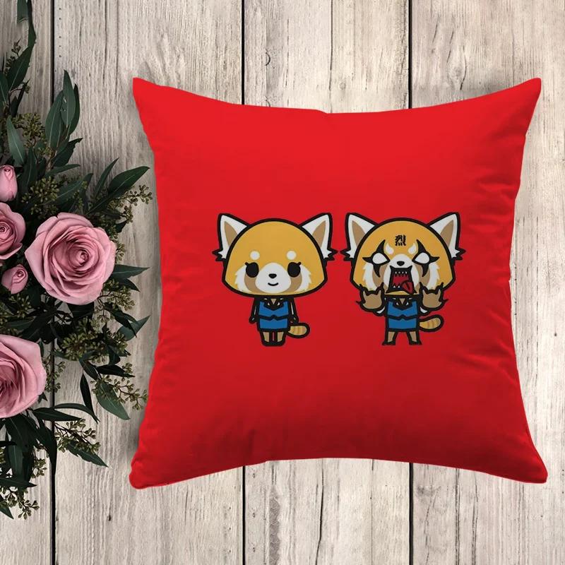 

Pillowcase Aggretsuko Couple Pillow Pillowcases 50x50 Decorative Cushions for Sofa Cushion Cover 45x45cm Pilow Cases Fall Decor 12x12Inch