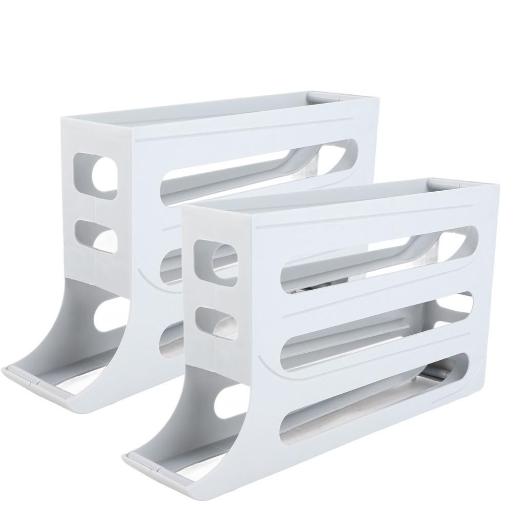 Egg Dispenser Auto Rolling Large Capacity 4 Tier Space Saving Egg Tray Organizer for Refrigerator