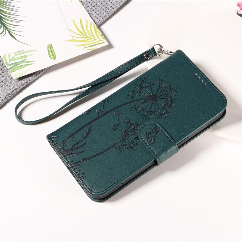 Suitable for iPhone 17 Dandelion Embossed Leather Case, Apple 16 PRO, Samsung S26 Card Slot Flip Phone Case