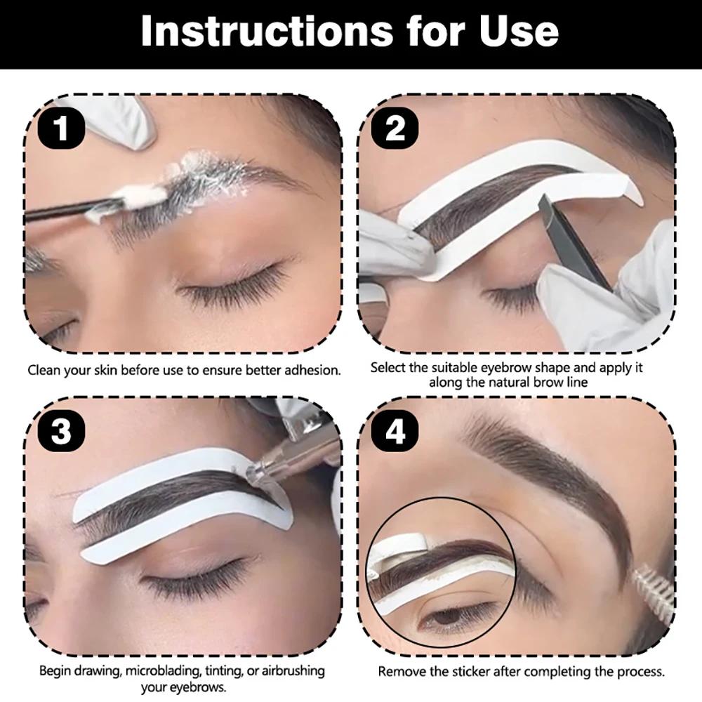 10/30/60PCS Disposable Eyebrow Design Stencil Eyebrow Tint Airbrush Auxiliary Sticker For Brows Shaping With Single