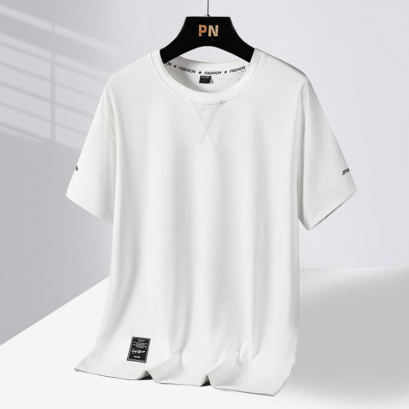 Cotton Men's T-shirt Short Sleeved Loose, Comfortable, Breathable Sports and Casual Solid Color Round Neck Summer Top