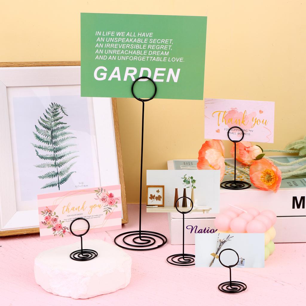 48Pcs Table Number Holders Black Table Card Stand Metal Name Note Picture Number Card Holder Standing Table Sign Holder For Home