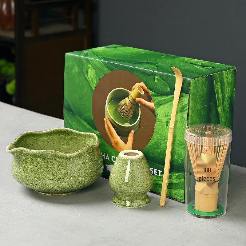 Matcha Whisking Set: Japanese Ceramic Bowl & Whisk for Tea Ceremony Style 3