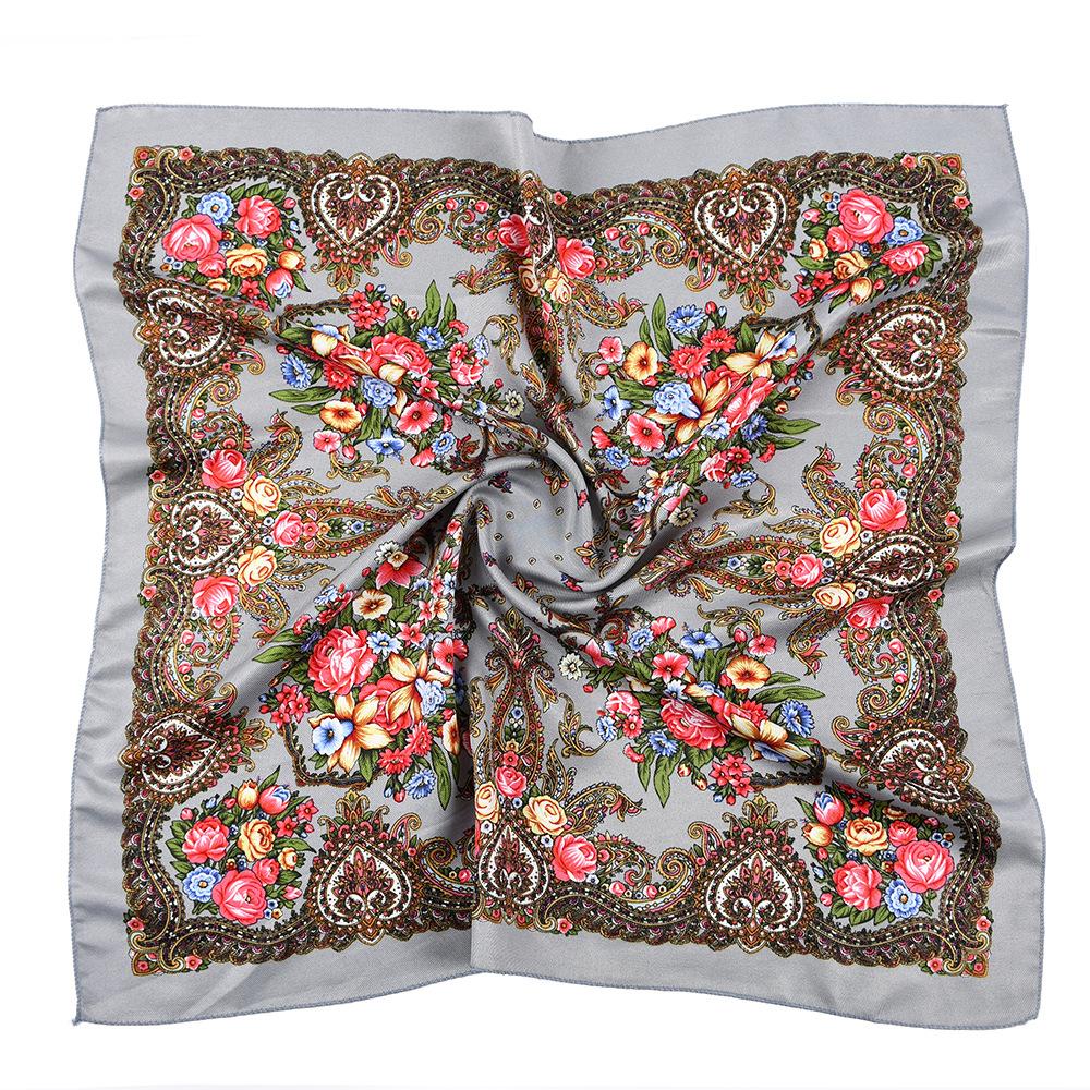High-Quality 70cm Square Fashion Scarf Women Floral Cotton Bandanas Lady Scarves HIjab Headband Accessories Handkerchief Hair