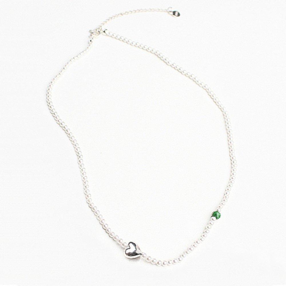 Cute Heart Pearl Choker Necklace (Silver Pearl Choker Necklace)