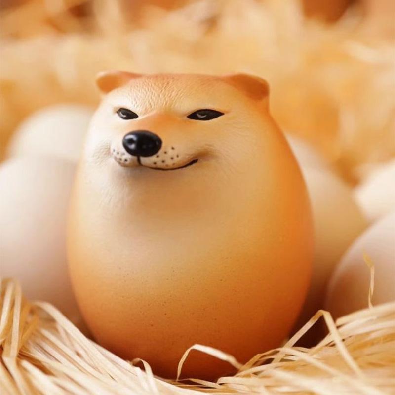 Shiba Inu Realistic Egg Shape PVC Desk Decor, Dog and Egg Union Decorations for Home, Offices, Fun Christmas Gifts