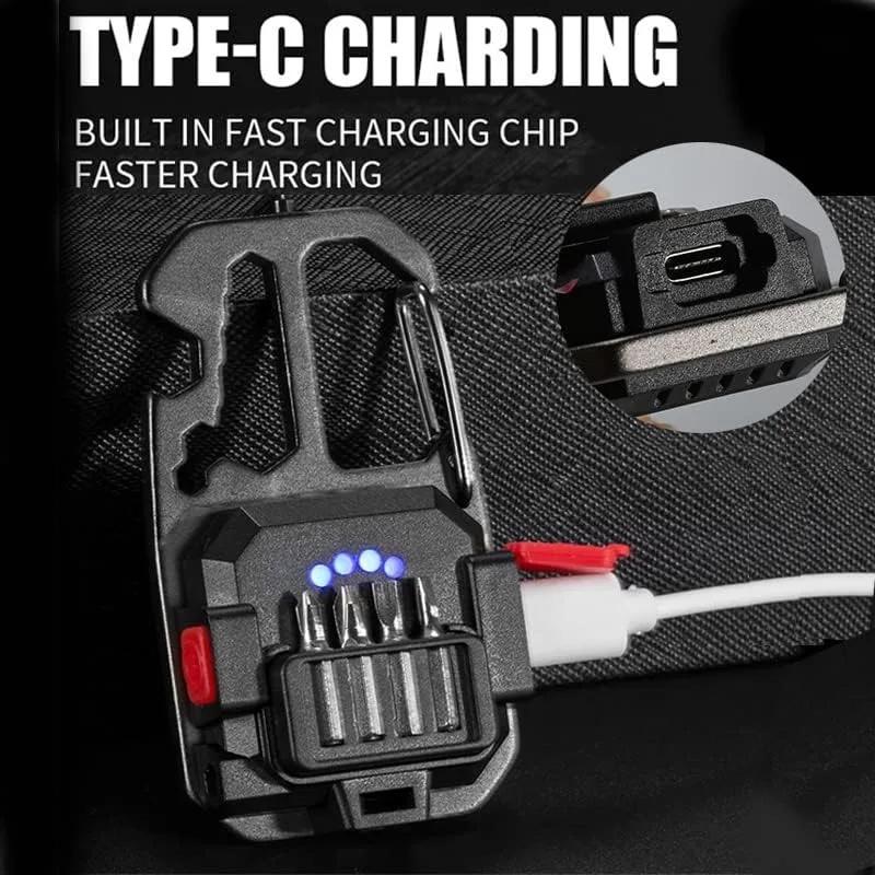 Portable Flashlight Keychain Light Mini Flashlight Multifunction Bottle Opener with 7 Modes Mini Pocket for Walking Camping