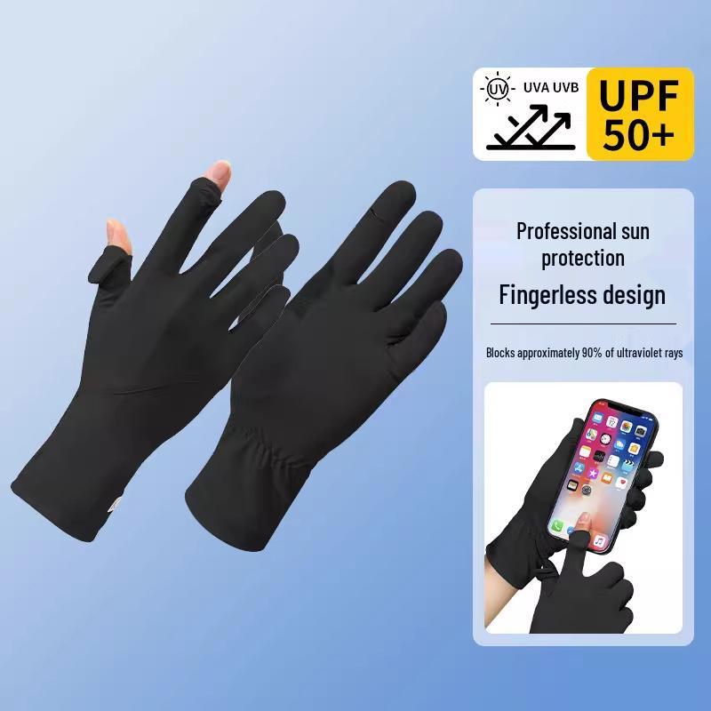 

Women s Summer UV Protection Gloves - Ice Silk, Thin, Short for Driving, Cycling, Outdoor, and Electric Vehicle Riding Other чорний