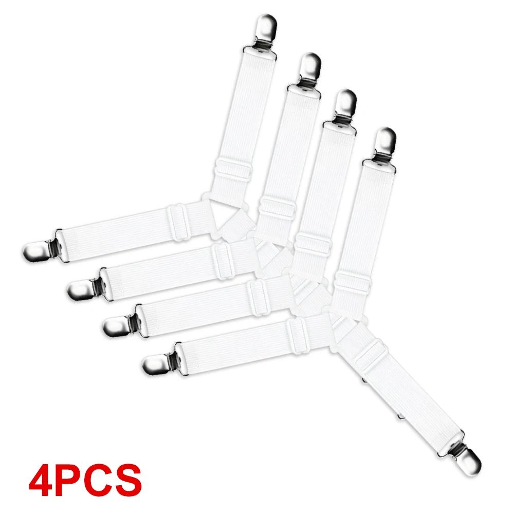 4Pcs Adjustable Bed Sheet And Quilt Holder for Bed Sheet Organizer Mattress Cover Clip For Home Elastic Straps Adjustable Clips