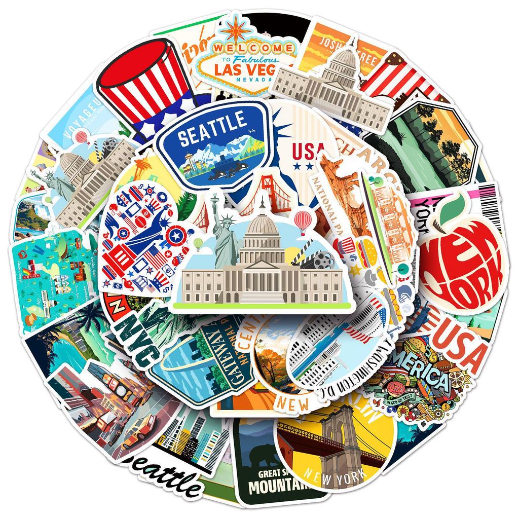 50 American Graffiti Stickers for Personalized Outdoor Travel Gear: Phone Cases, Water Bottles, Luggage, and More