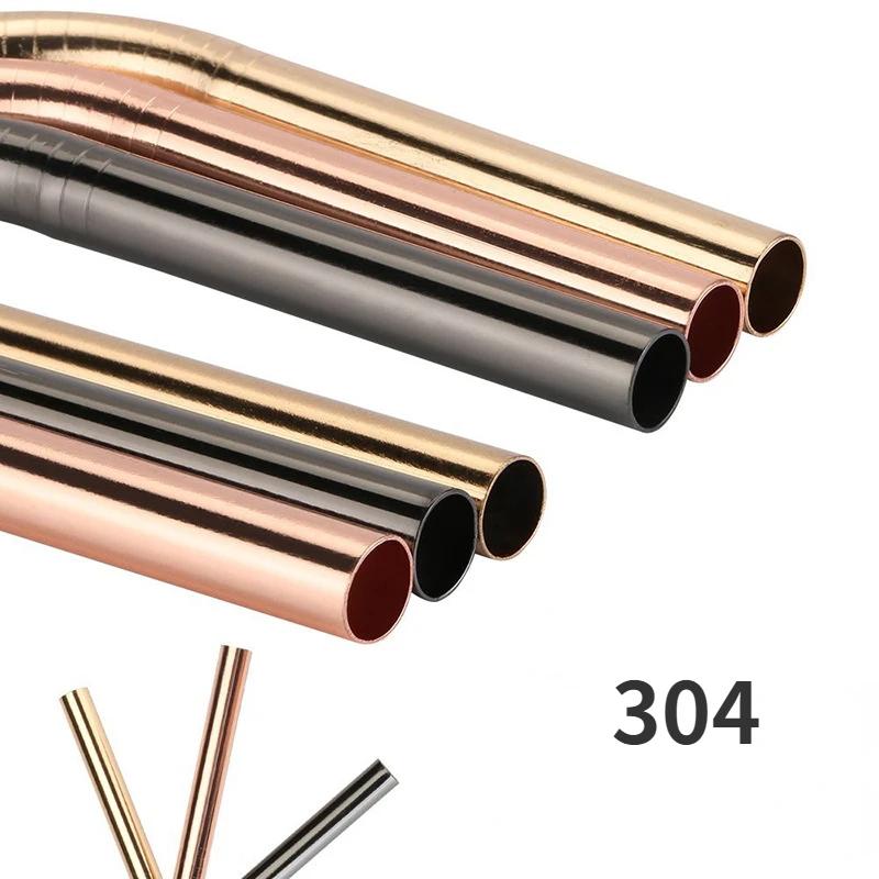 304 Stainless Steel Straw Reusable Metal Straws Set 12mm Diameter Bubble Tea Milkshake Drinking Boba Straw