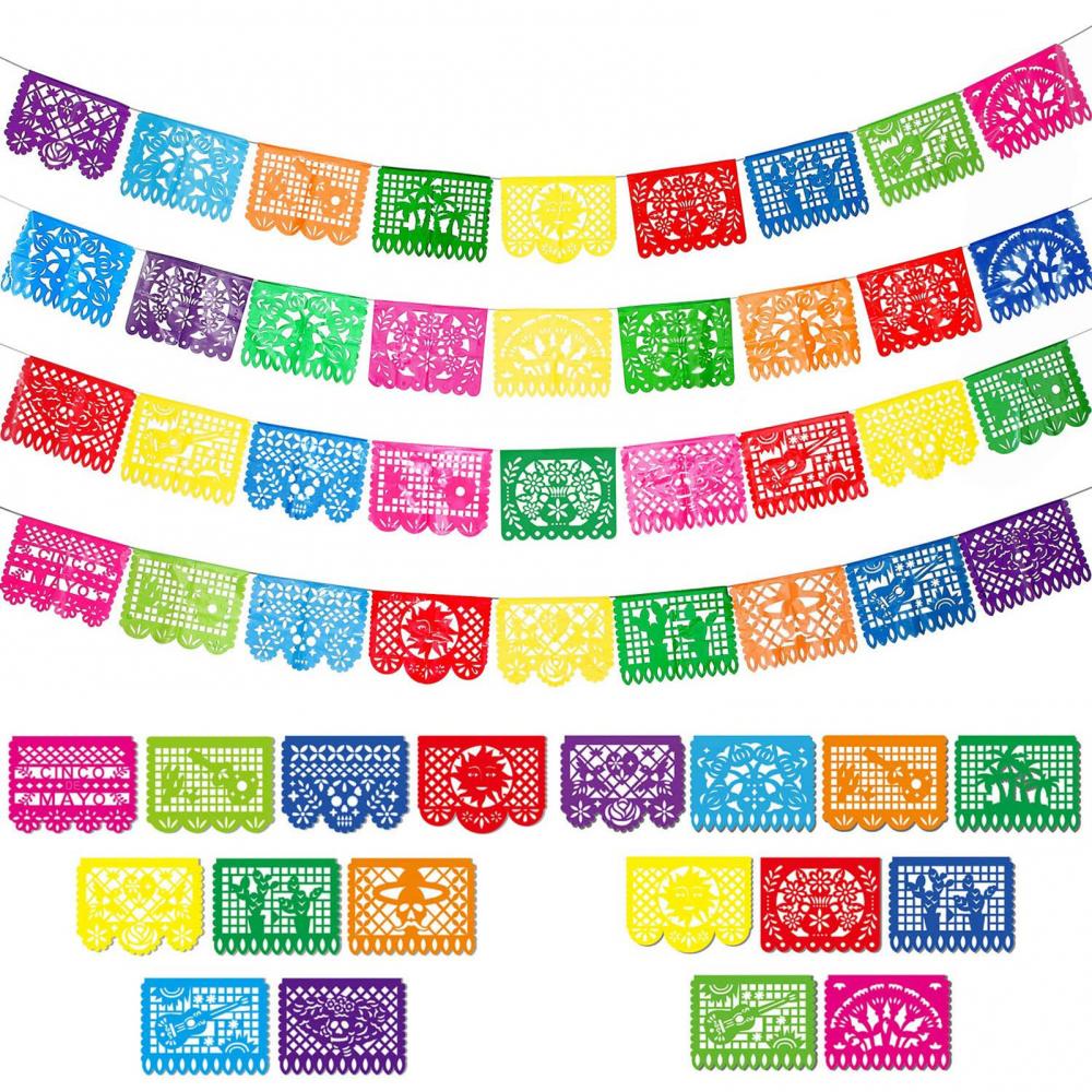 Square Day Of The Dead Mexican Halloween Party Decor Colorful Flags Cinco Festival Dead Theme Festivals Party Banners